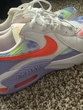 Nike Air Max Sneakers with Coral Swoosh and Rainbow Mesh